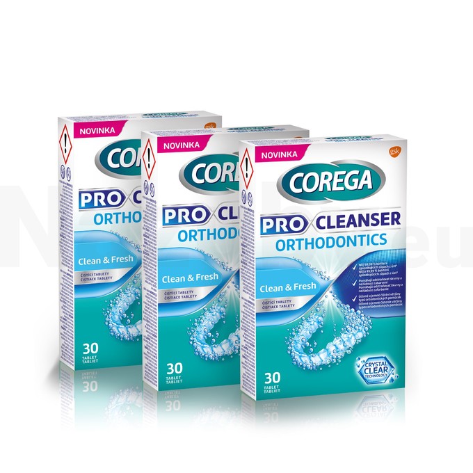 Corega Pro Cleanser Orthodontics čistiace tablety 3x30 ks