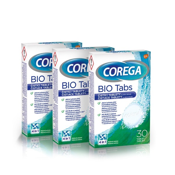 Corega Antibakteriálne čistiace tablety 3x30 ks