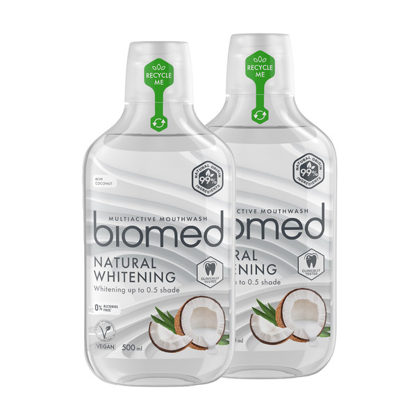Biomed Natural Whitening ústna voda 2×500 ml