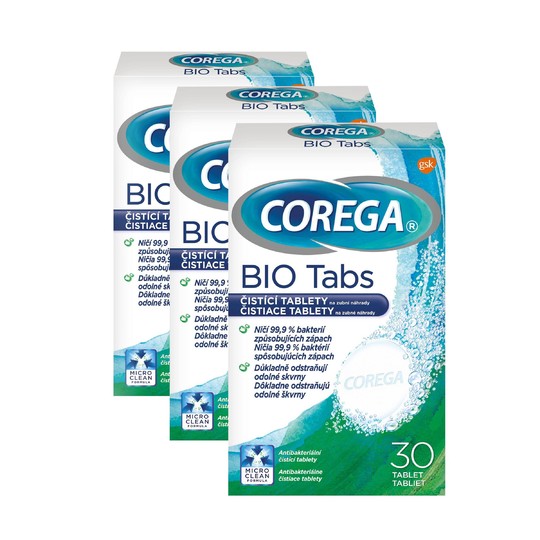 Corega Antibakteriálne čistiace tablety 3×30 ks