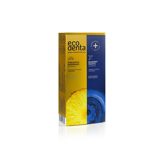 Ecodenta Pineapple Mornings & Bilberry Nights zubná pasta 2×100 ml