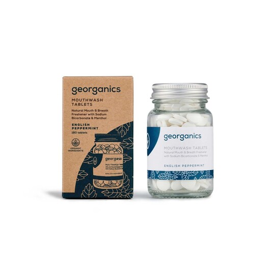 Georganics English Peppermint ústna voda v tabletách 180 ks