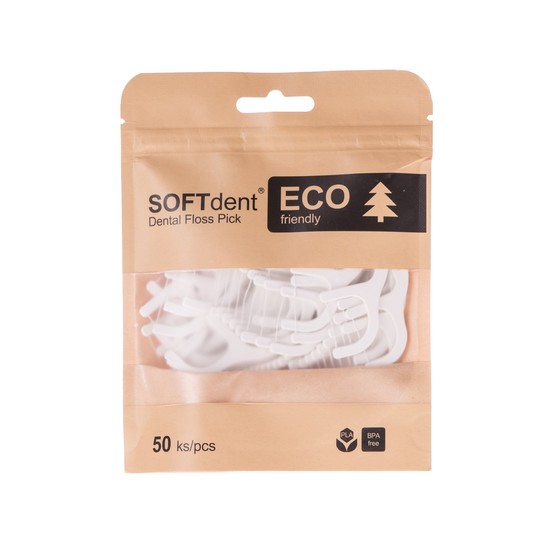 Softdent Eco Floss Pick zubná niť s držiakom 50 ks