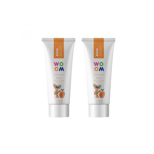 Woom Kids Peach detská zubná pasta 2x50 ml