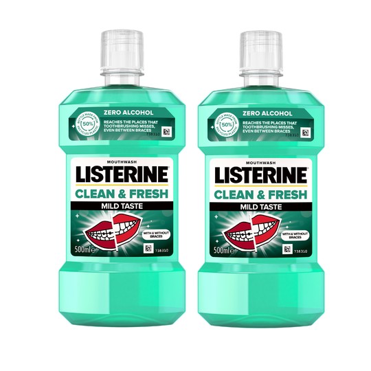 Listerine Clean & Fresh Mild Taste ústna voda 2x500 ml