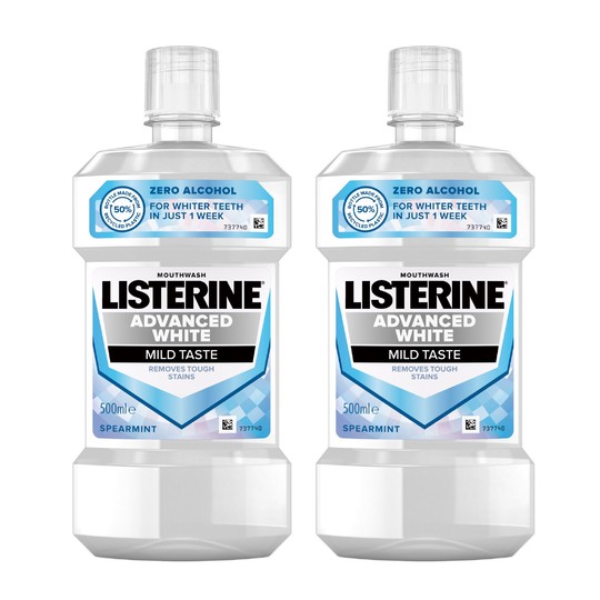 Listerine Advanced White Mild Taste ústna voda 2x500 ml