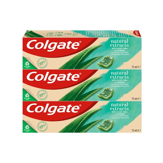 Colgate Natural Extracts Aloe Vera zubná pasta 3×75 ml
