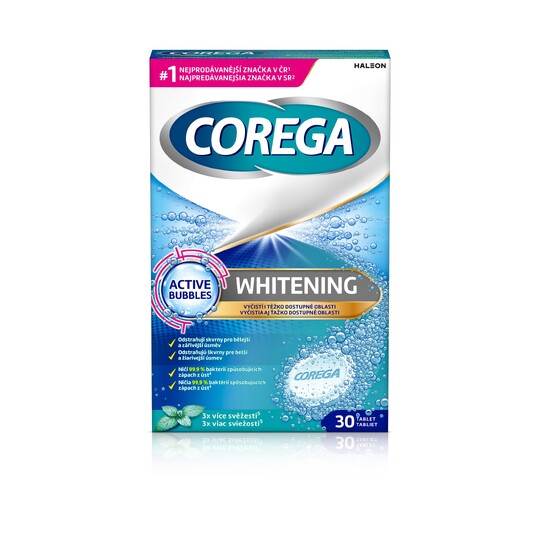 Corega Tabs Whitening čistiace tablety 30 ks