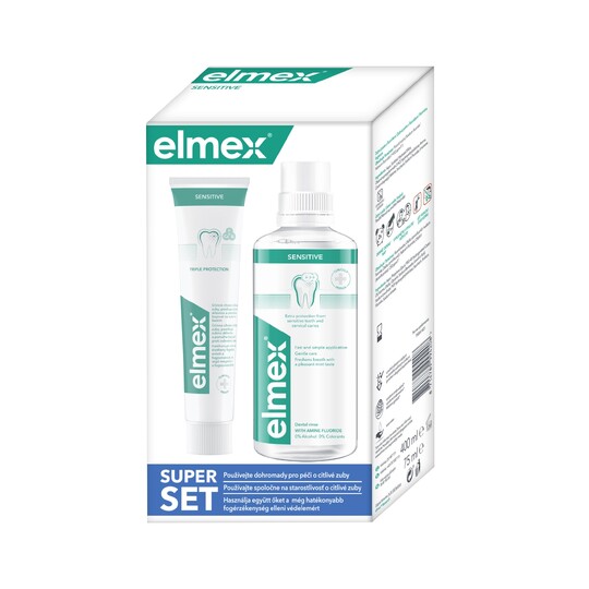 Elmex Sensitive set zubná pasta 75 ml + ústna voda 400 ml