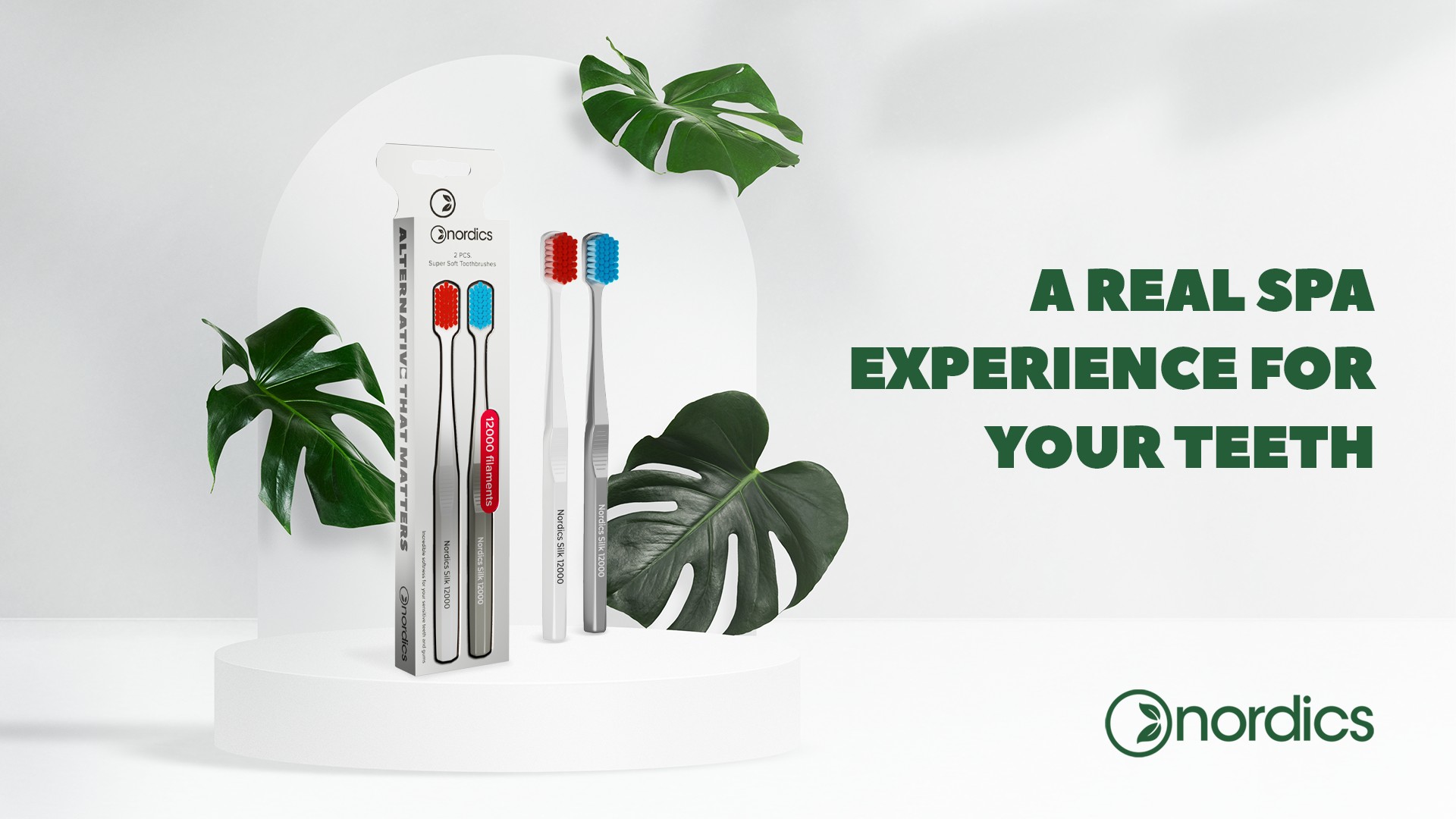 Nordics Premium Silk Ultra Soft 12000 White&Grey zubná kefka