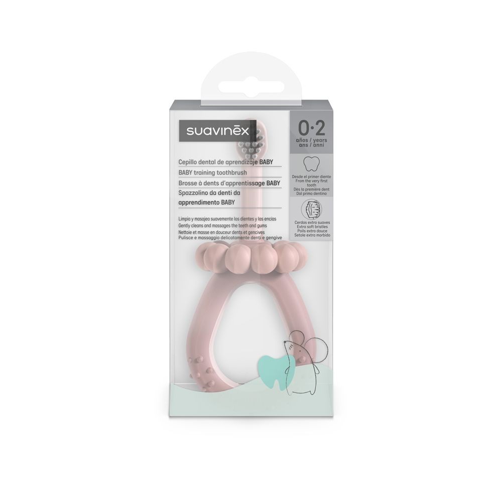 Suavinex Baby Training 0-2 roky detská zubná kefka - ružová