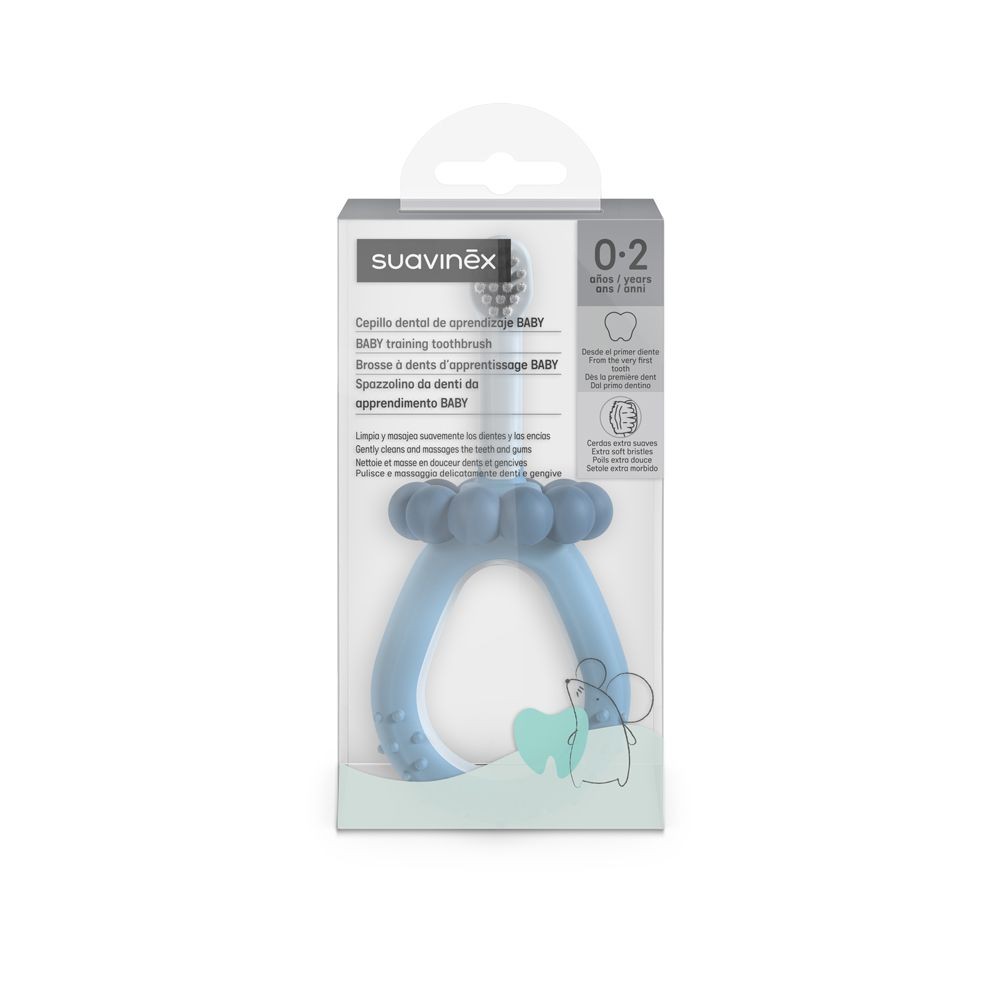 Suavinex Baby Training 0-2 roky detská zubná kefka - modrá