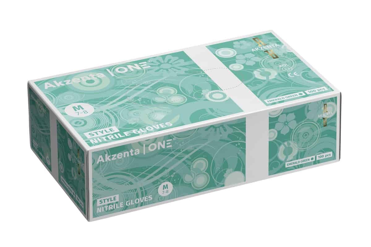 Akzenta Style Nitrile Emerald Green M vyšetrovacie rukavice 100 ks