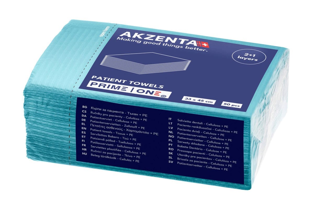 Akzenta Prime One 3-Ply Ice Blue jednorazový podbradník 50 ks