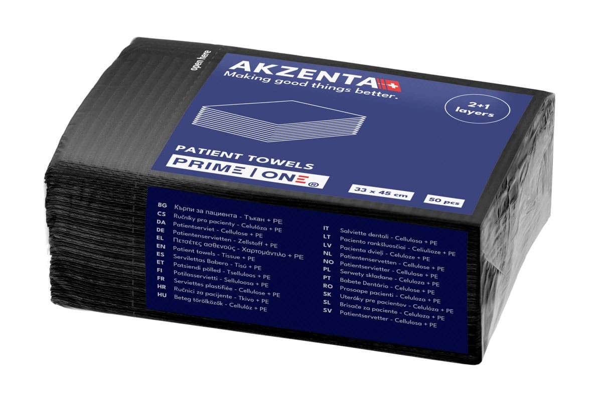 Akzenta Prime One 3-Ply Black jednorazový podbradník 50 ks