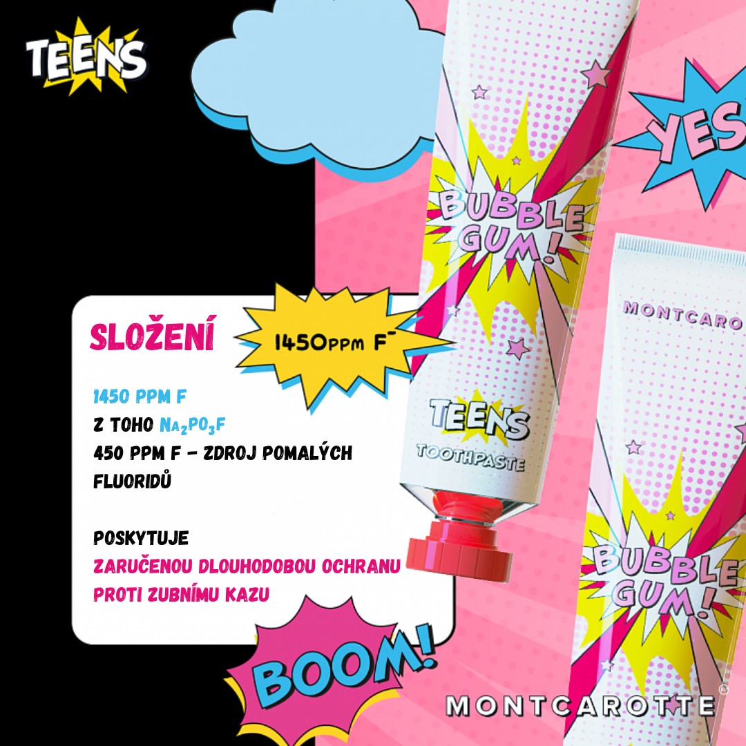 Montcarotte Teens Bubble Gum zubná pasta 50 ml