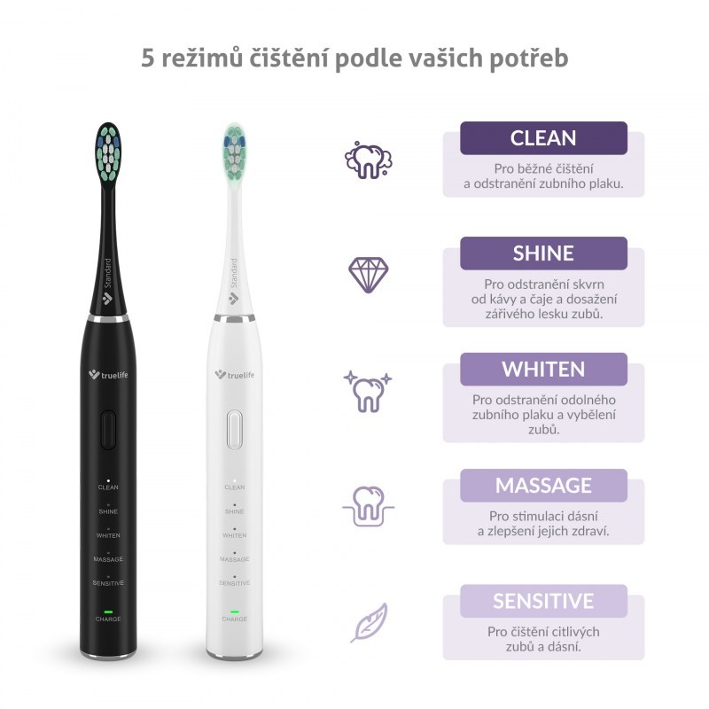 TrueLife SonicBrush Clean30 Duo sonická kefka 2 ks + dvojbalenie kefiek ZADARMO