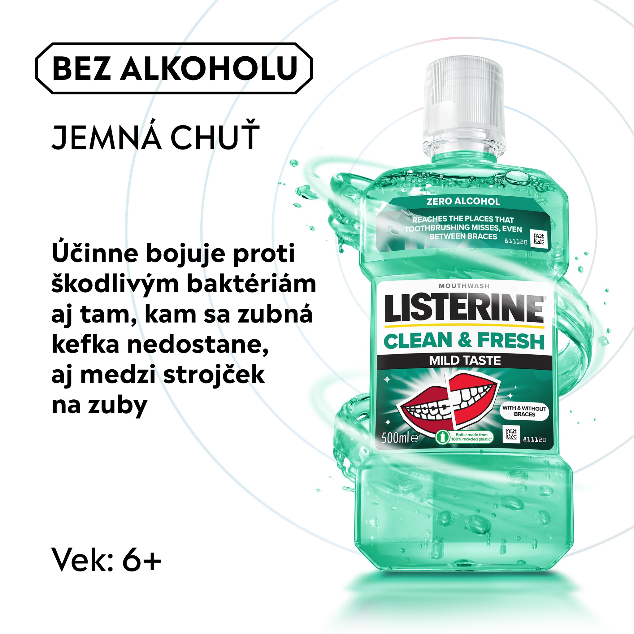 Listerine Clean & Fresh Mild Taste ústna voda 500 ml - -