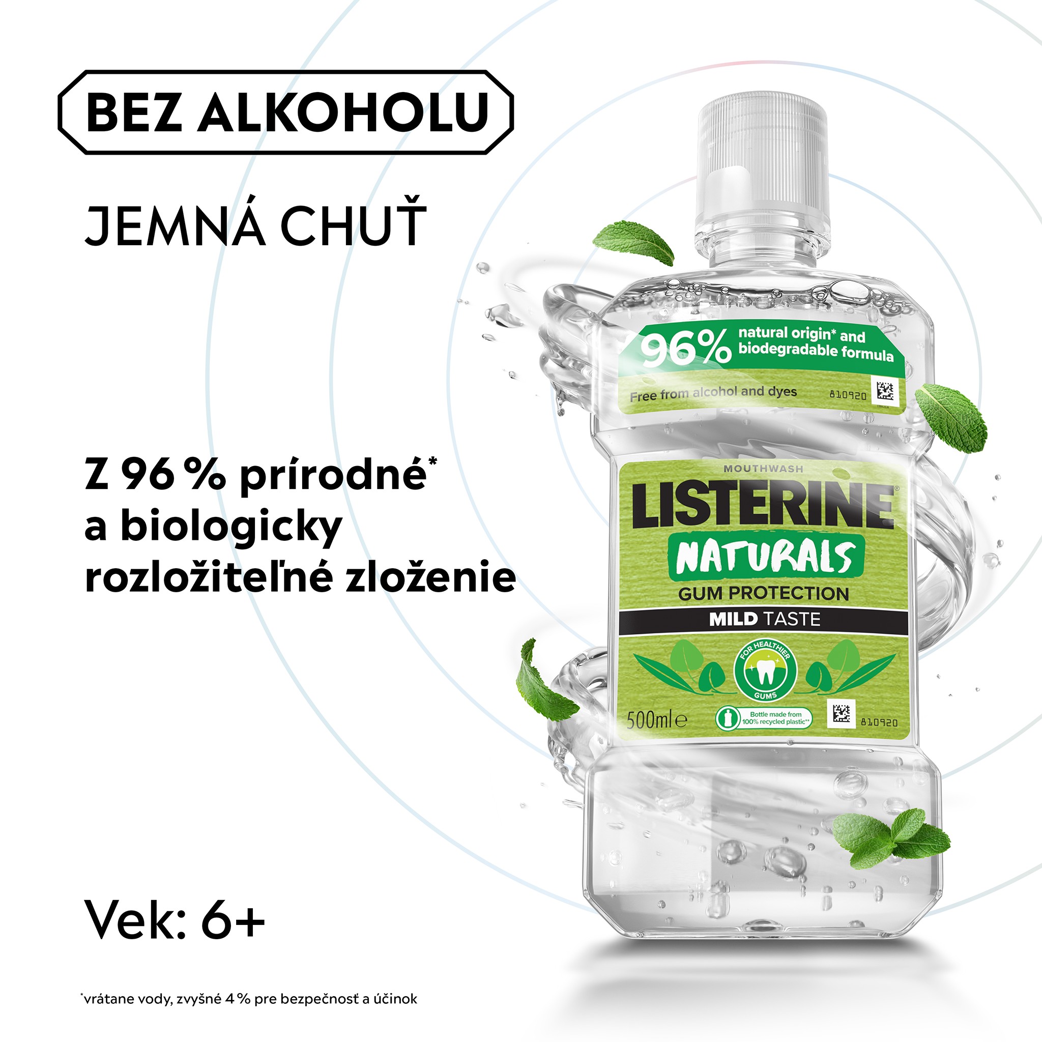 Listerine Naturals Gum Protection Mild Taste ústna voda 500 ml - -