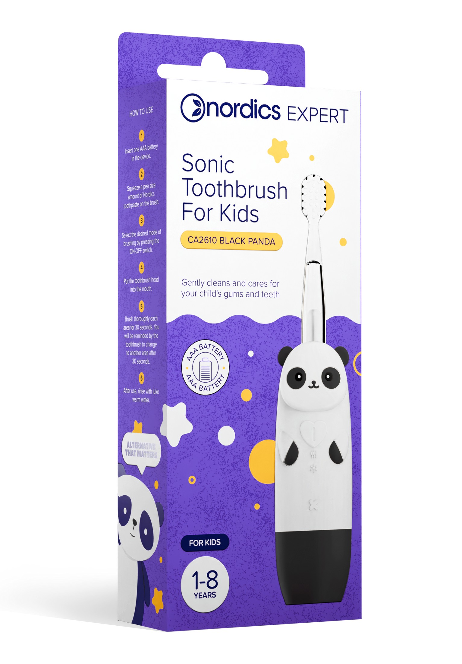 Nordics Expert Kids Sonic CA2610 Black detská sonická kefka