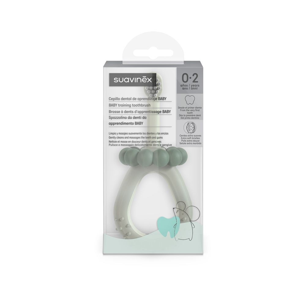 Suavinex Baby Training 0-2 roky detská zubná kefka - zelená