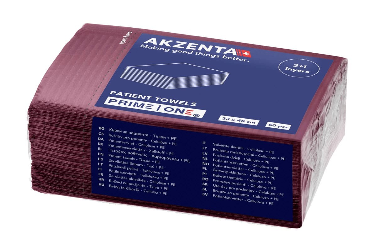 Akzenta Prime One 3-Ply Burgundy jednorazový podbradník 50 ks