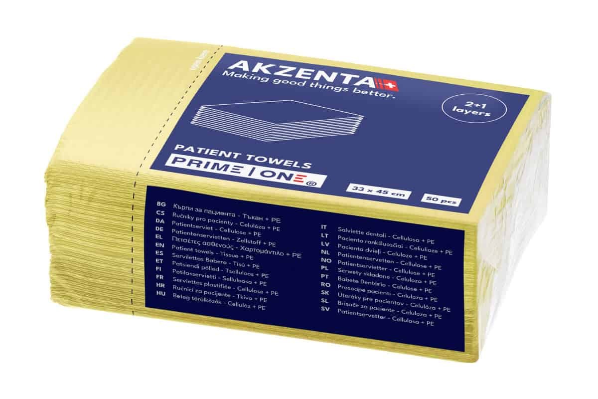 Akzenta Prime One 3-Ply Yellow jednorazový podbradník 50 ks