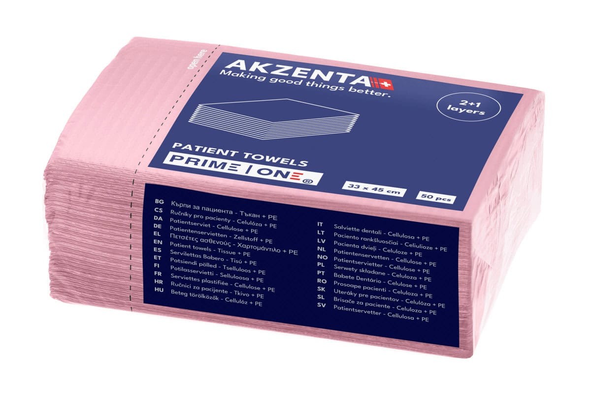 Akzenta Prime One 3-Ply Pink jednorazový podbradník 50 ks