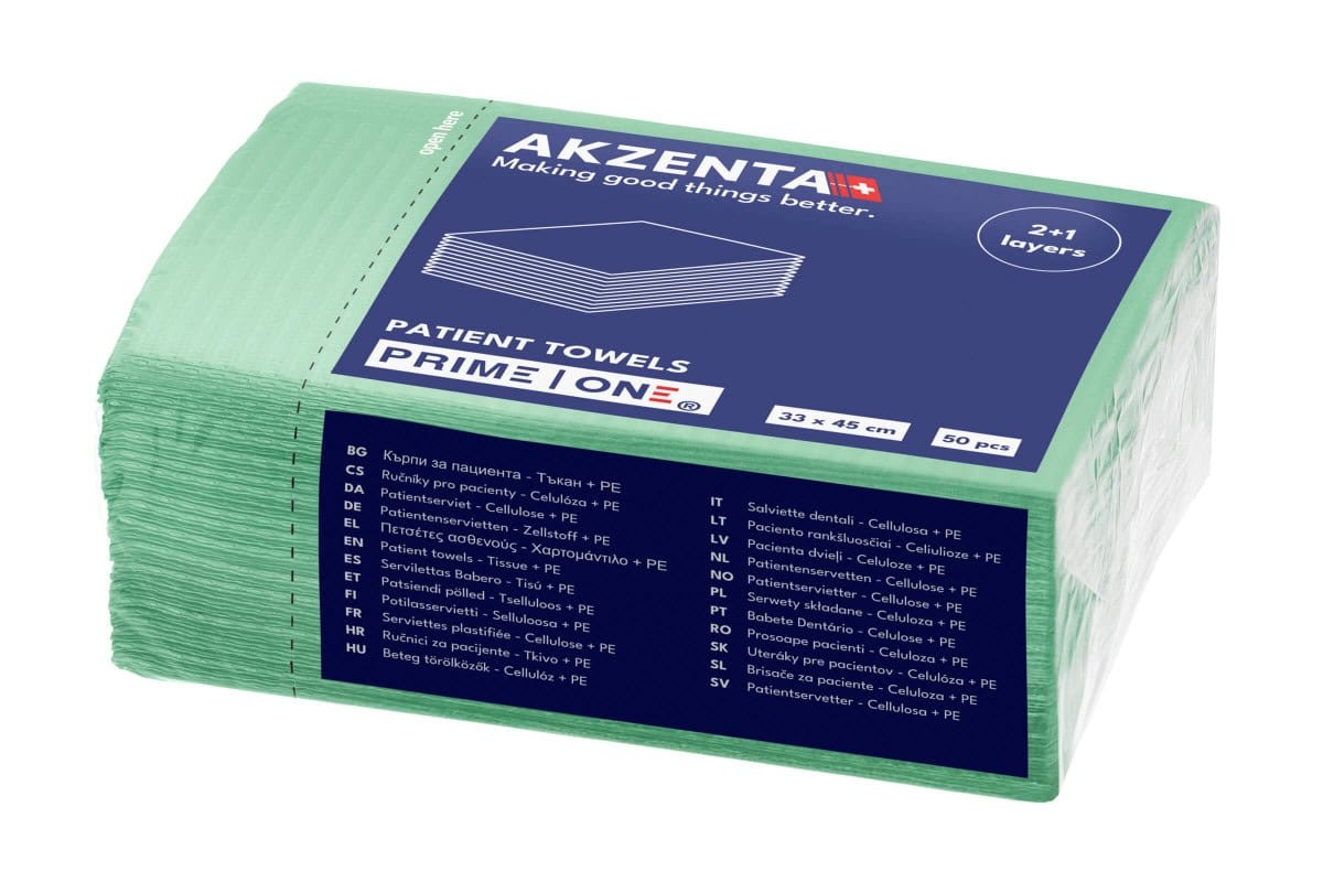 Akzenta Prime One 3-Ply Emerald Green jednorazový podbradník 50 ks