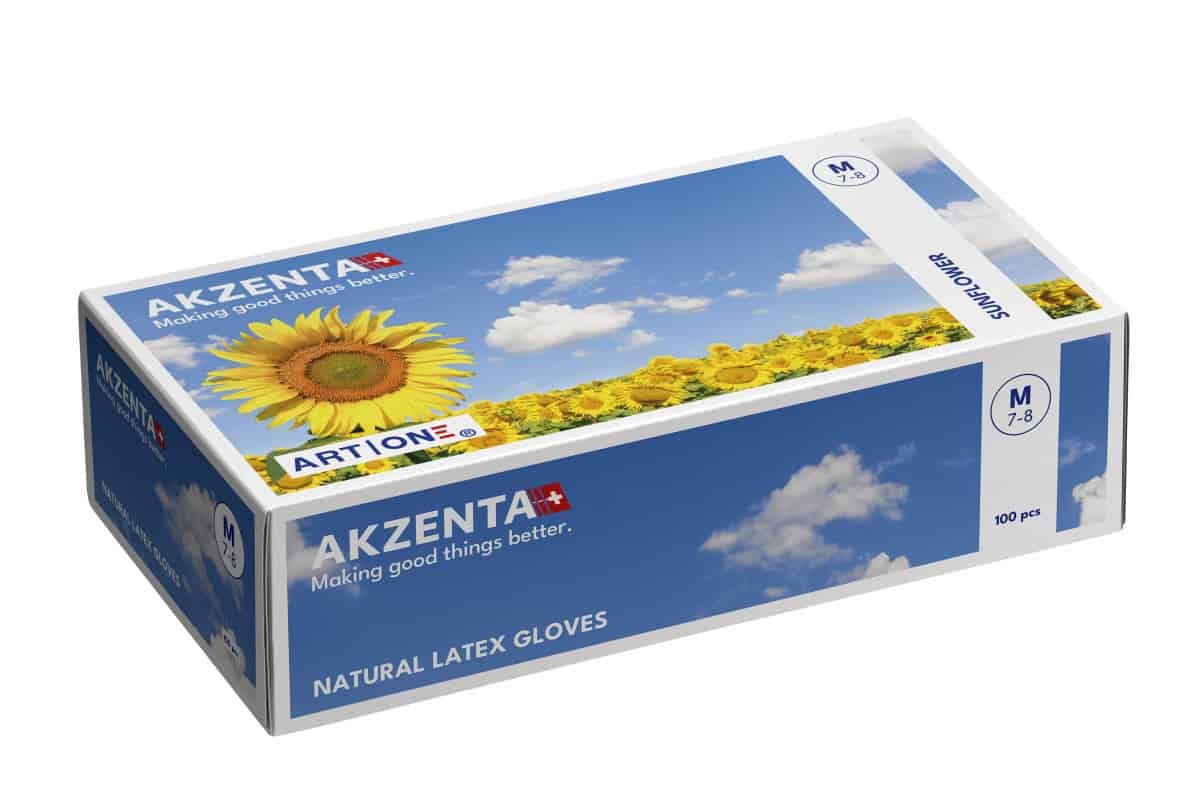 Akzenta Latex Sunflower White M vyšetrovacie rukavice 100 ks