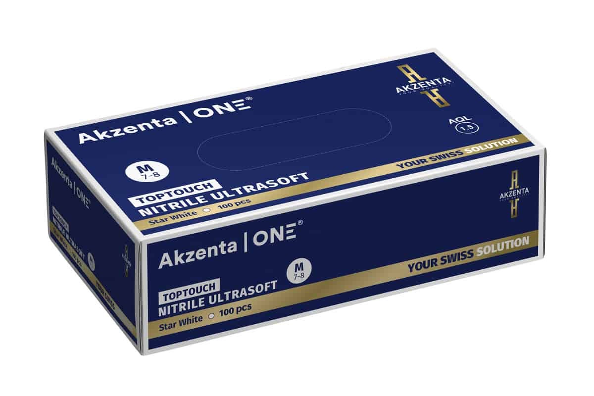 Akzenta Nitrile Top Touch Plus Ultrasoft Star White L vyšetrovacie rukavice 100 ks