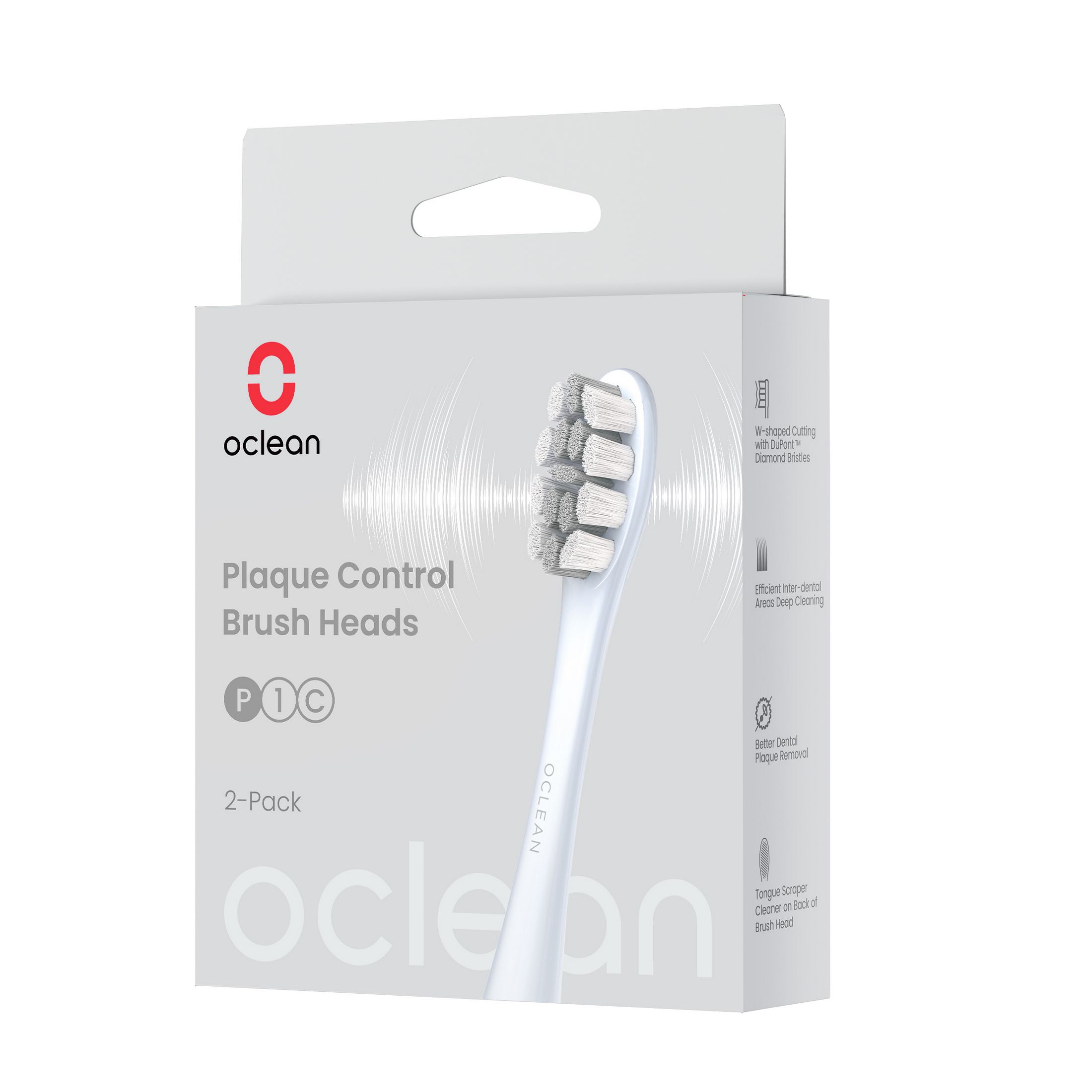 Oclean P1C9 Plaque Control Silver náhradné hlavice 2 ks