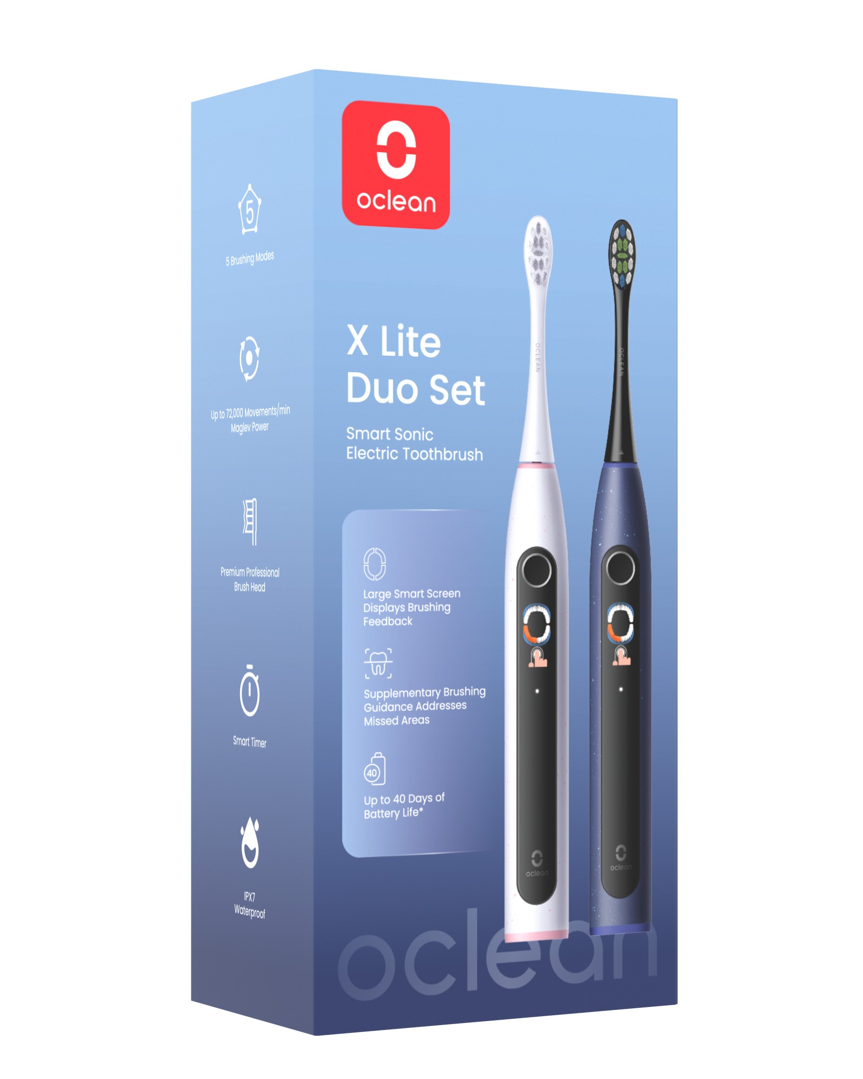 Oclean X Lite Set Dark Blue+Grey sonická kefka 2 ks