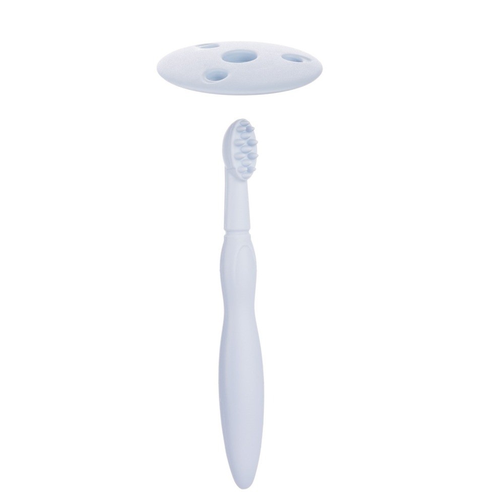 Canpol babies silikónová zubná kefka so štítkom - modrá