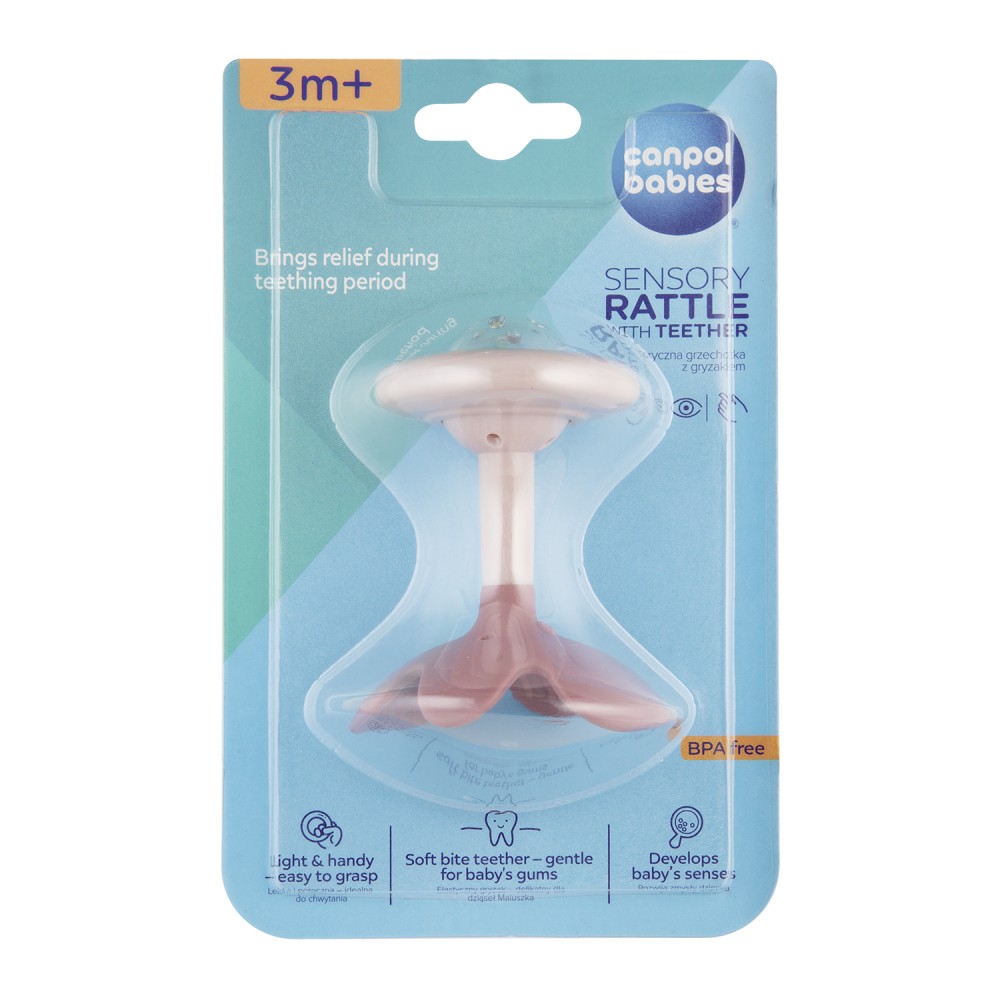 Canpol babies hryzátko s hrkálkou senzorické - ružové