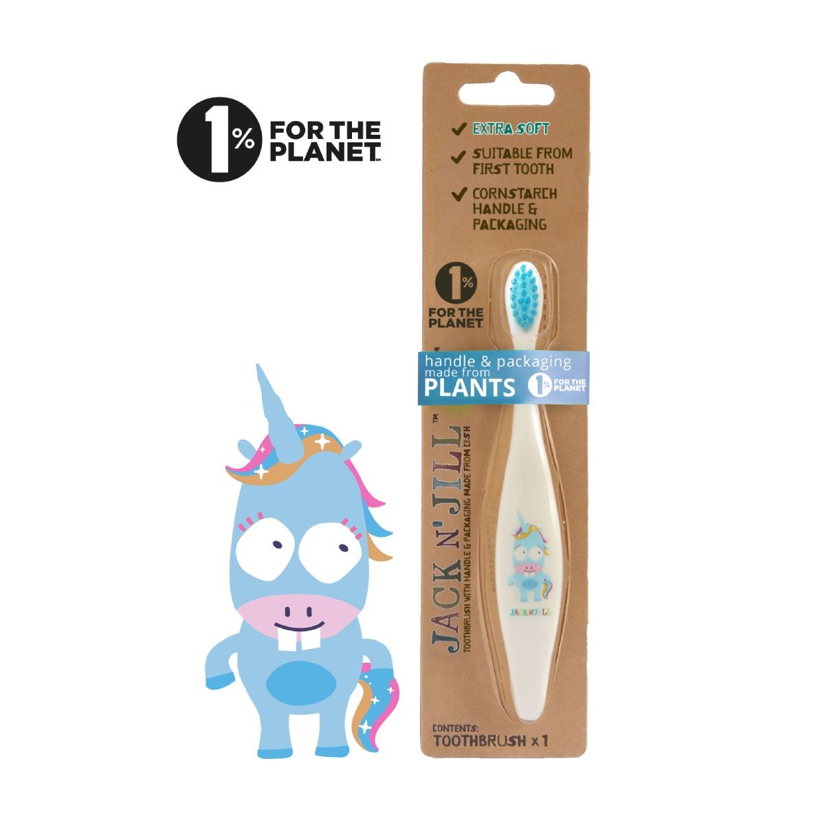 Jack N' Jill Bio s jednorožcom detská zubná kefka