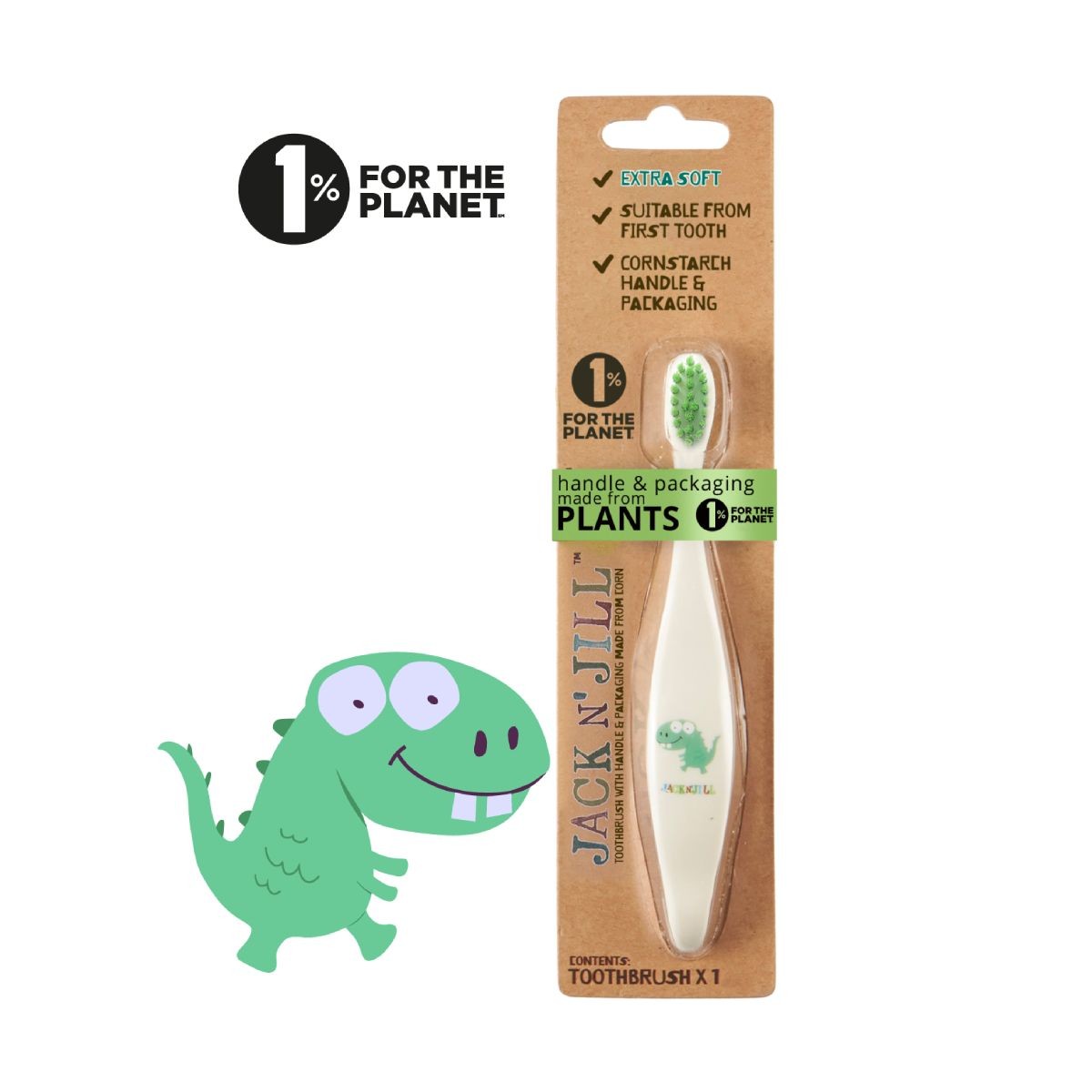 Jack N' Jill Bio s dinosaurom detská zubná kefka