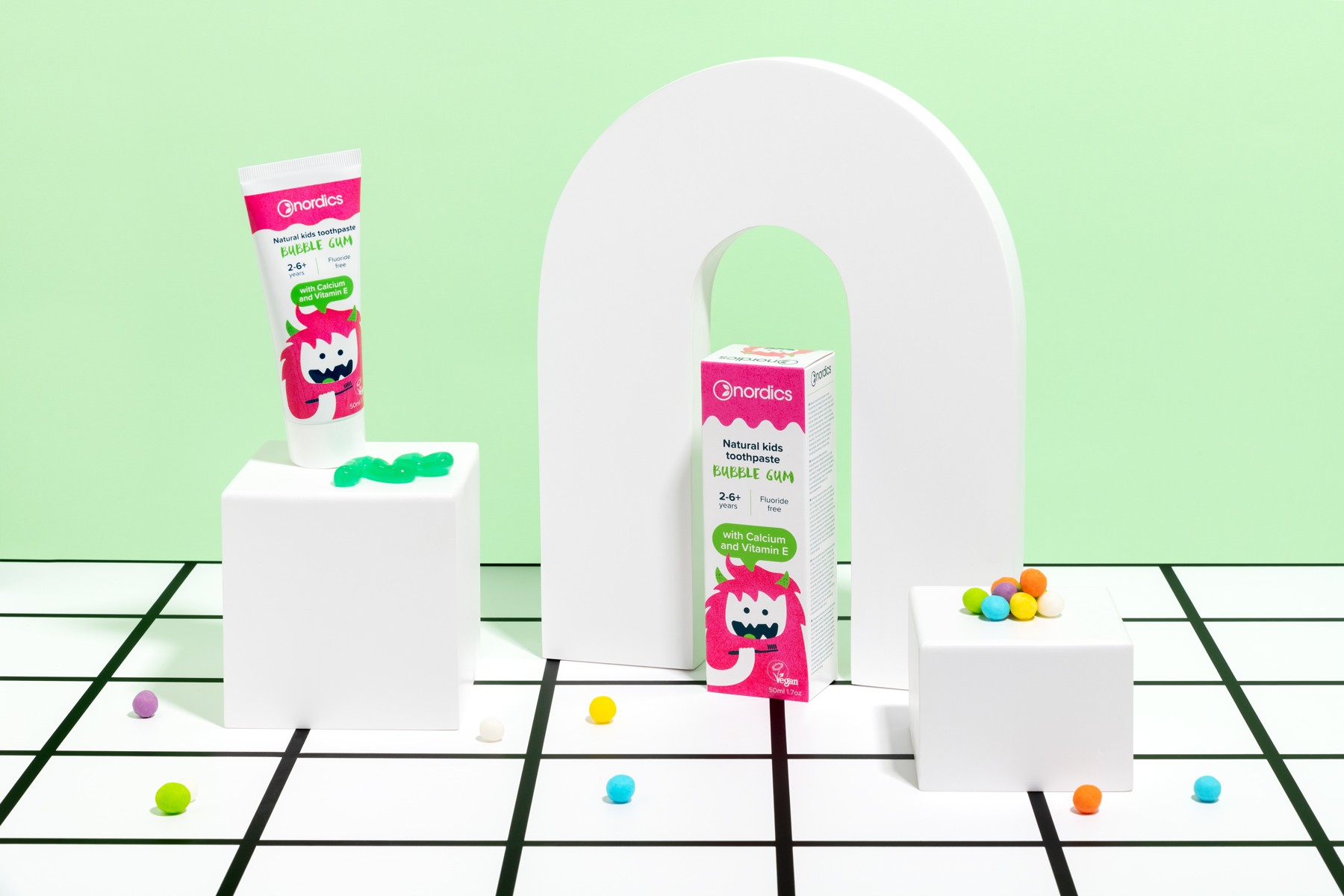 Nordics Kids Bubble Gum detská zubná pasta 50 ml