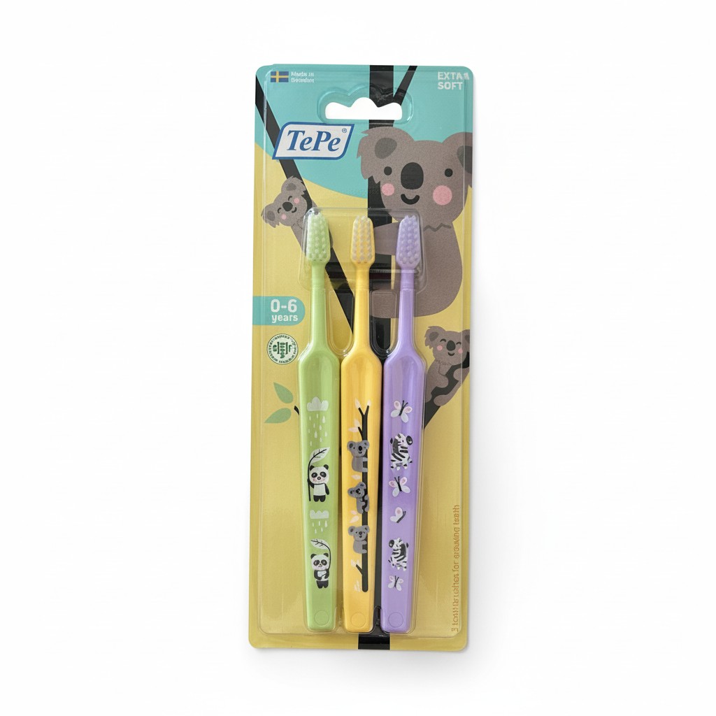 TePe Mini Extra Soft 0-6 detská zubná kefka 3 ks