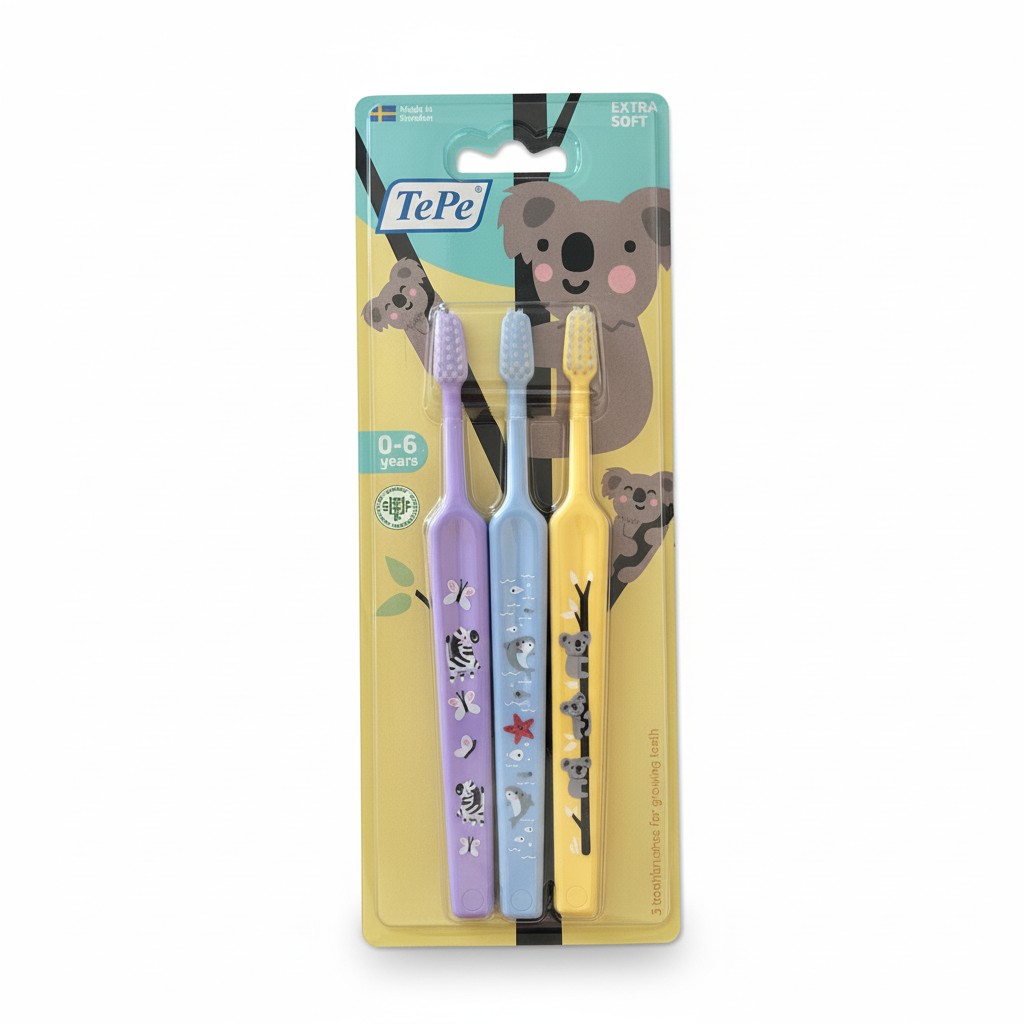 TePe Mini Extra Soft 0-6 detská zubná kefka 3 ks