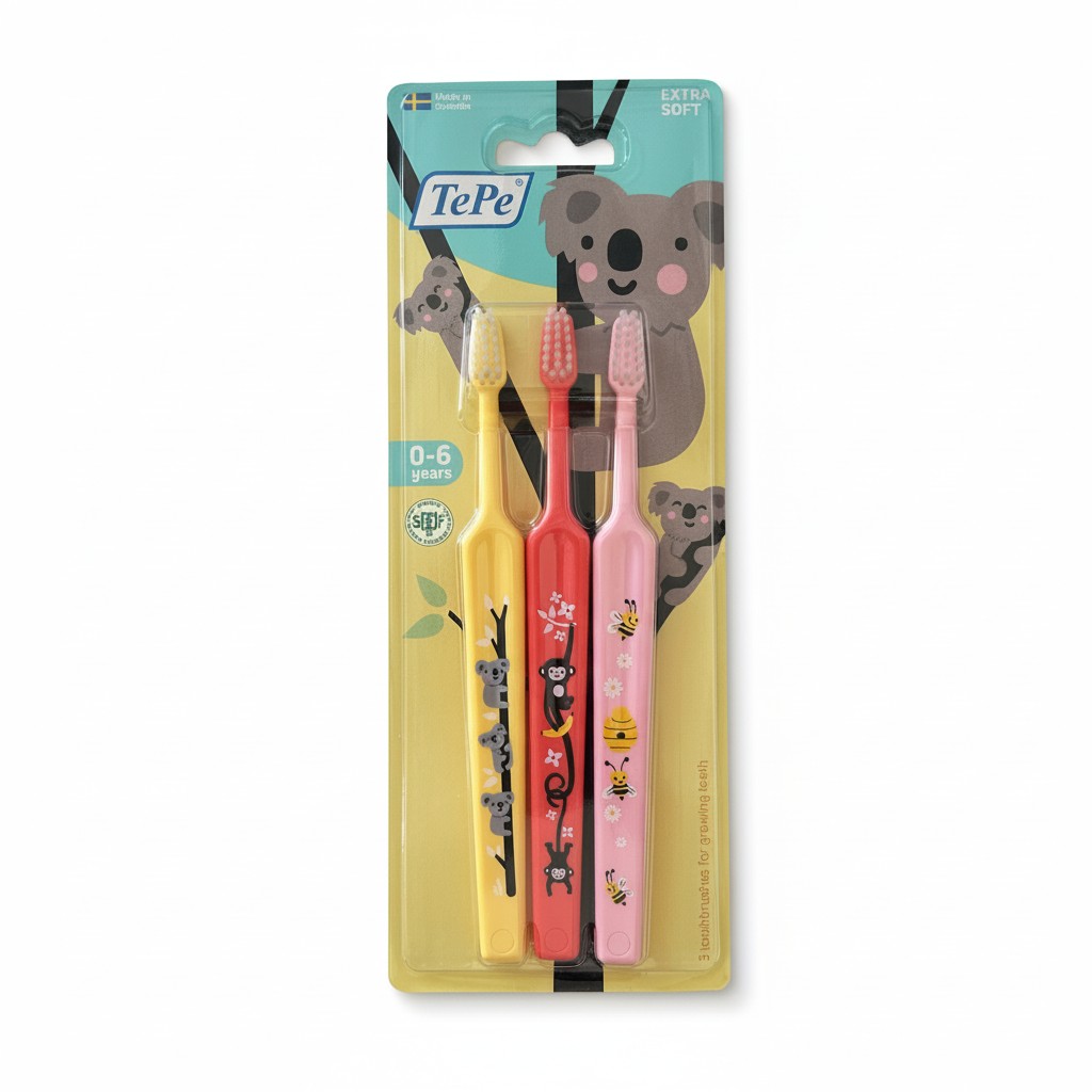TePe Mini Extra Soft 0-6 detská zubná kefka 3 ks