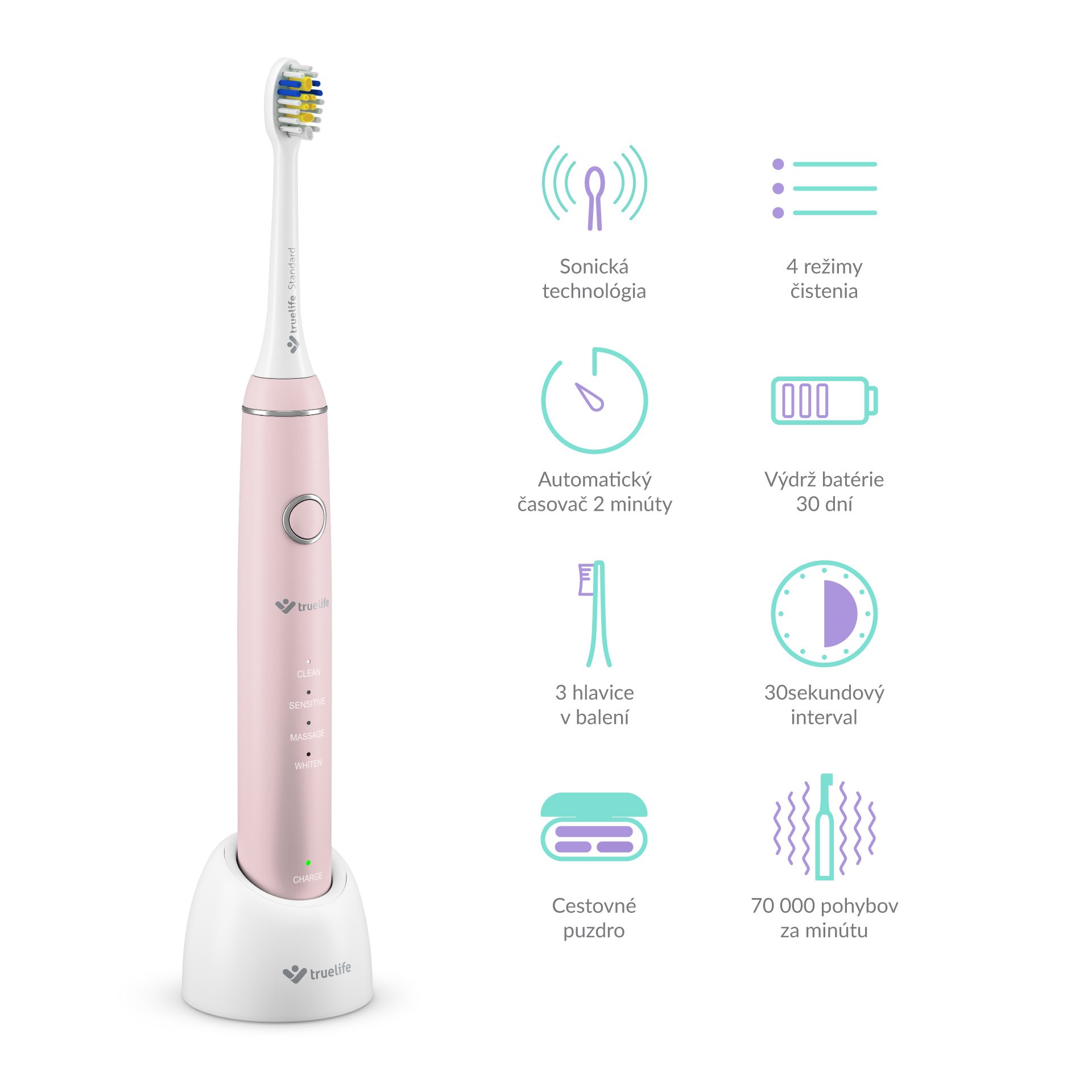 TrueLife SonicBrush Compact Pink sonická kefka