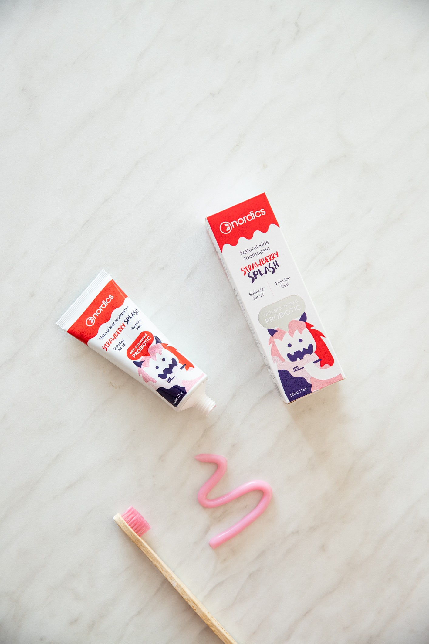 Nordics Kids Strawberry Splash Probiotic detská zubná pasta 50 ml