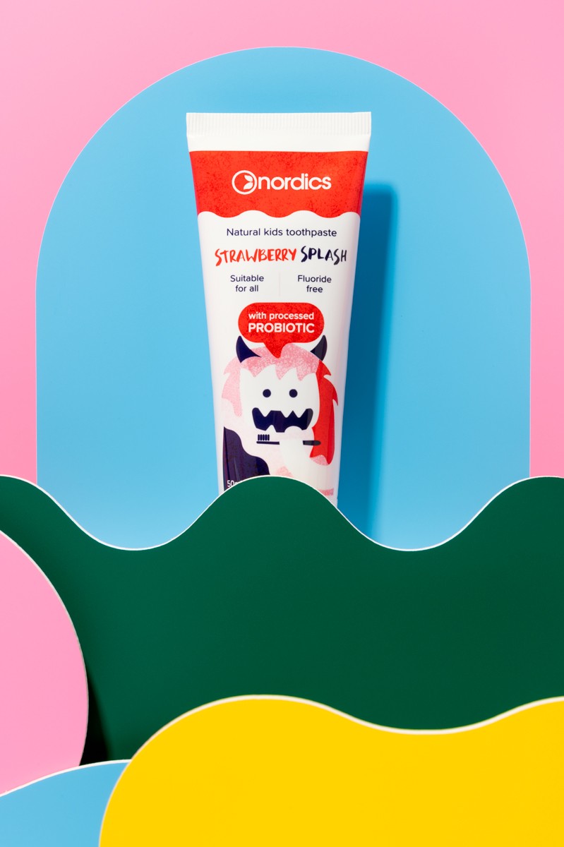 Nordics Kids Strawberry Splash Probiotic detská zubná pasta 50 ml