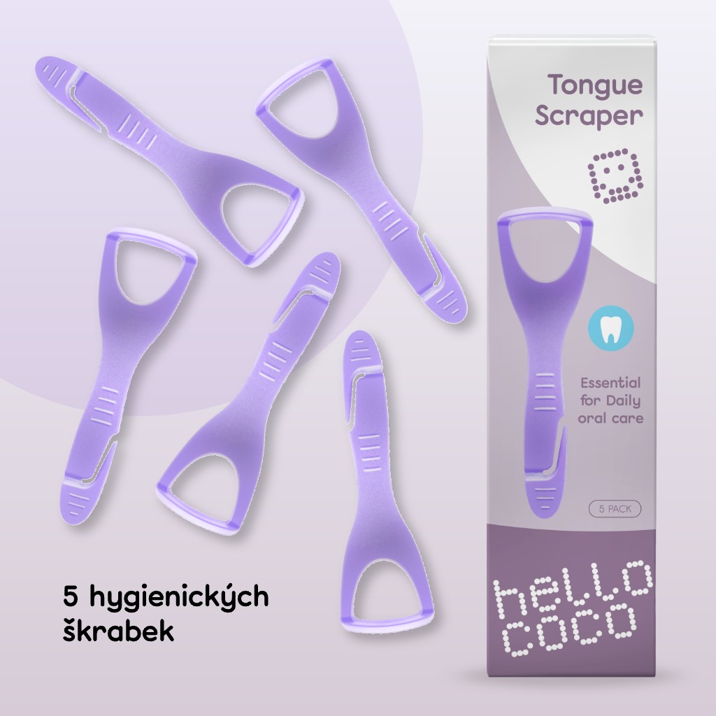 Hello Coco Tongue Scraper škrabka na jazyk 5 ks