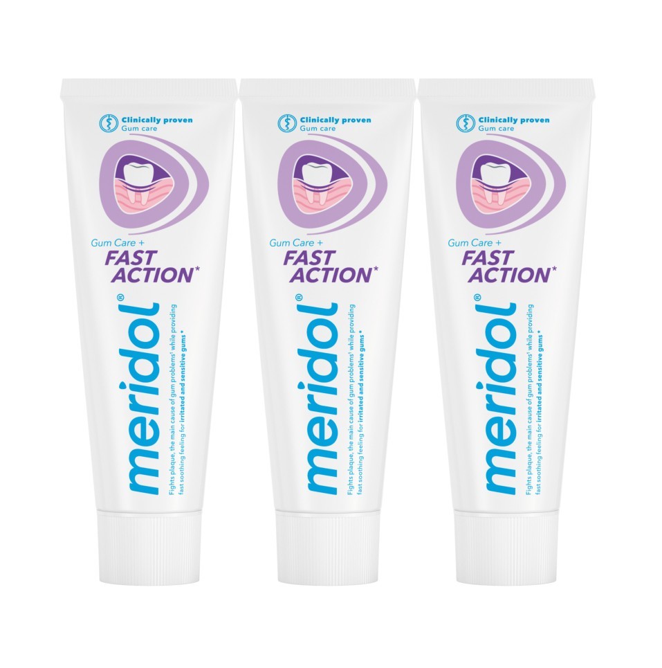 Meridol Fast Action zubná pasta 3×75 ml