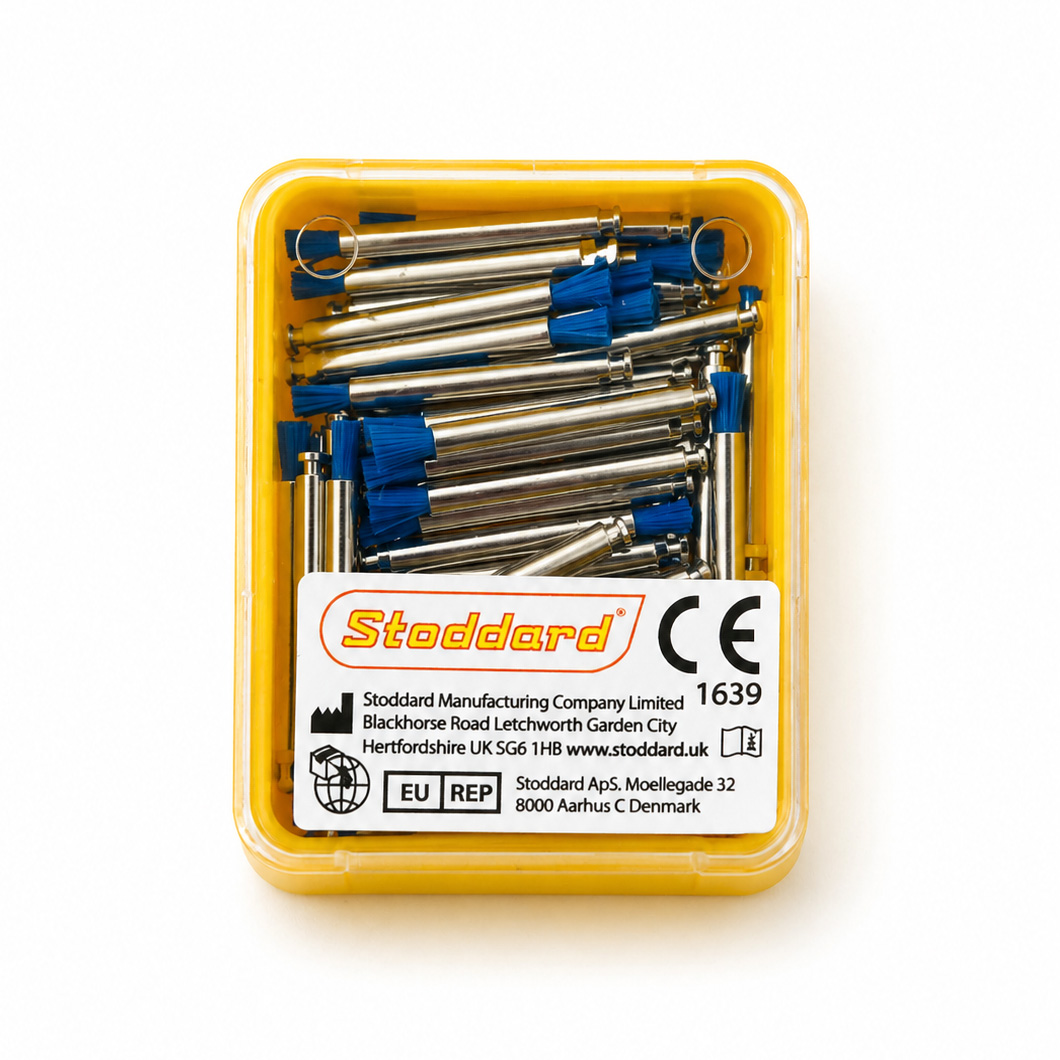 Stoddard Smart Prophy Microtuft Nylon Hard Blue leštiaca kefka 100 ks