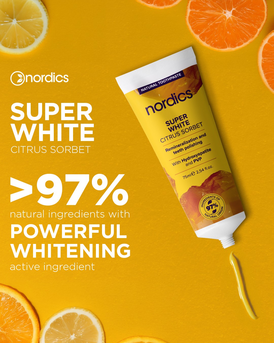Nordics Super White zubná pasta 75 ml