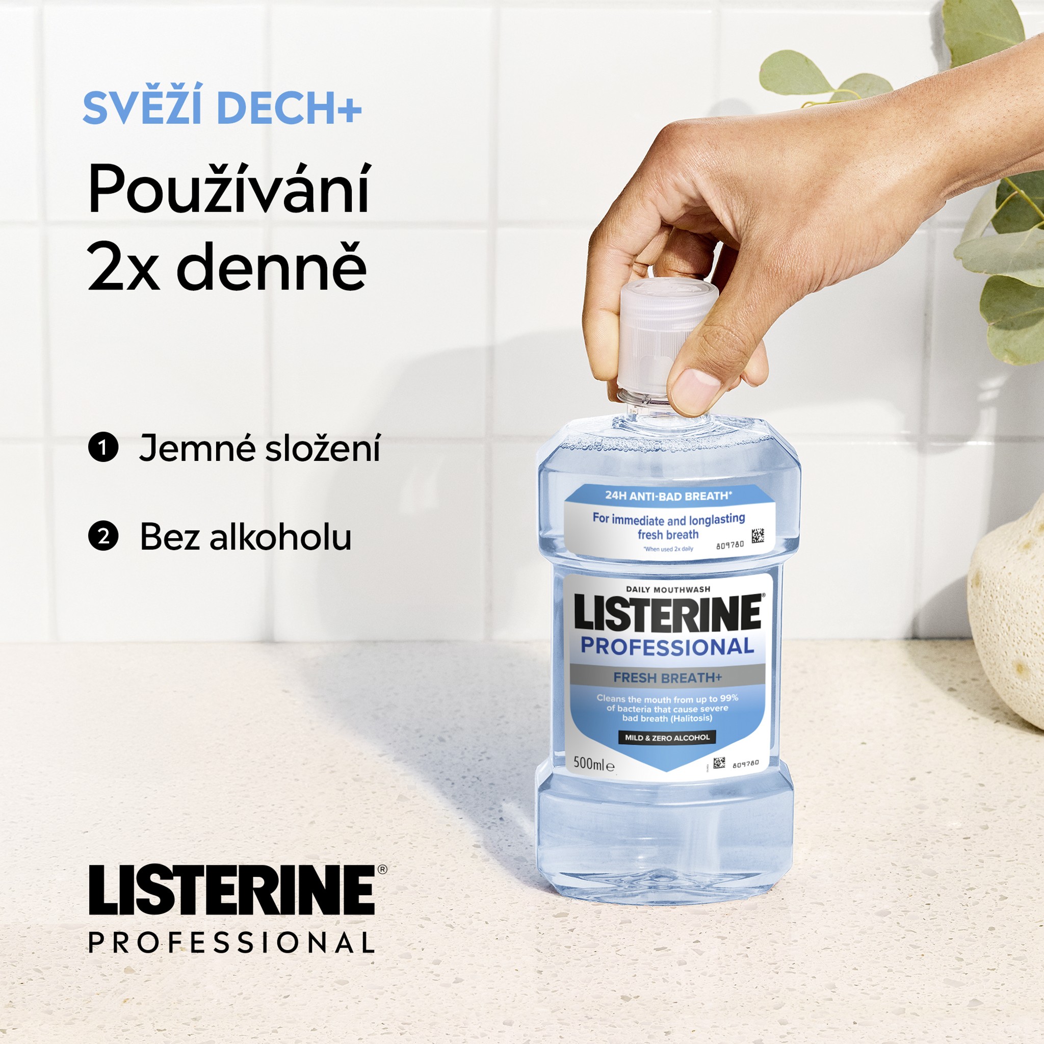 Listerine Professional Fresh Breath+ ústna voda 500 ml