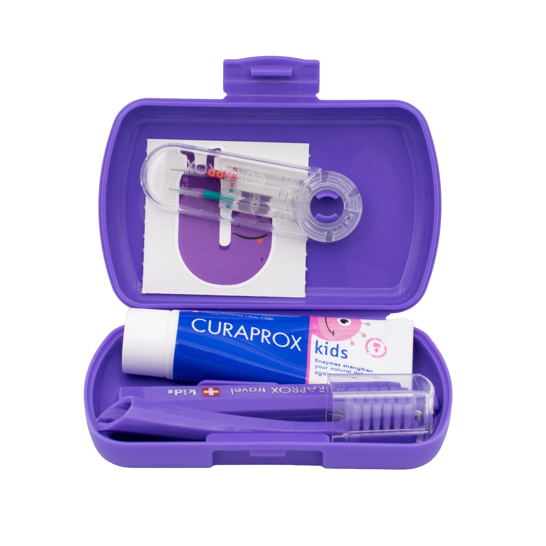 Curaprox Travel Set Kids cestovná sada pre deti - fialová